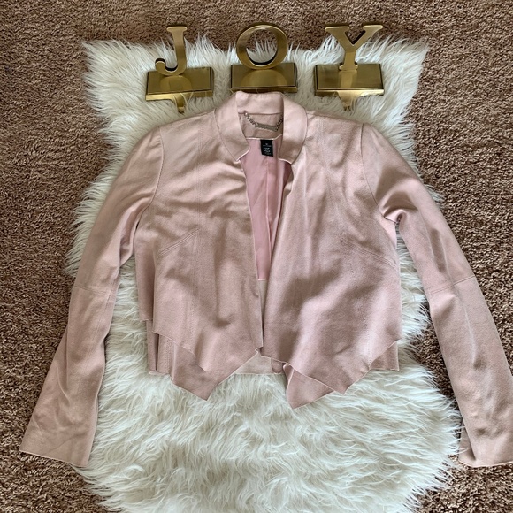 SOLD!WHBM Pink Open Front Cascading Suede Jacket - Picture 6 of 8